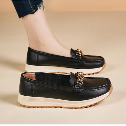 Elegante einfarbige Loafer für Damen mit dicker Sohle