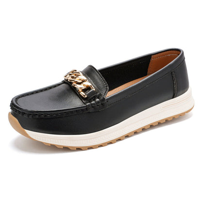 Elegante einfarbige Loafer für Damen mit dicker Sohle