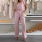 🌞Frühlingserwachen: 50% Rabatt!💐Damen-Jumpsuit "Elegance": Wasserfallausschnitt & Gold-Akzent