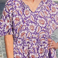 Bedrucktes Midikleid mit V-Ausschnitt