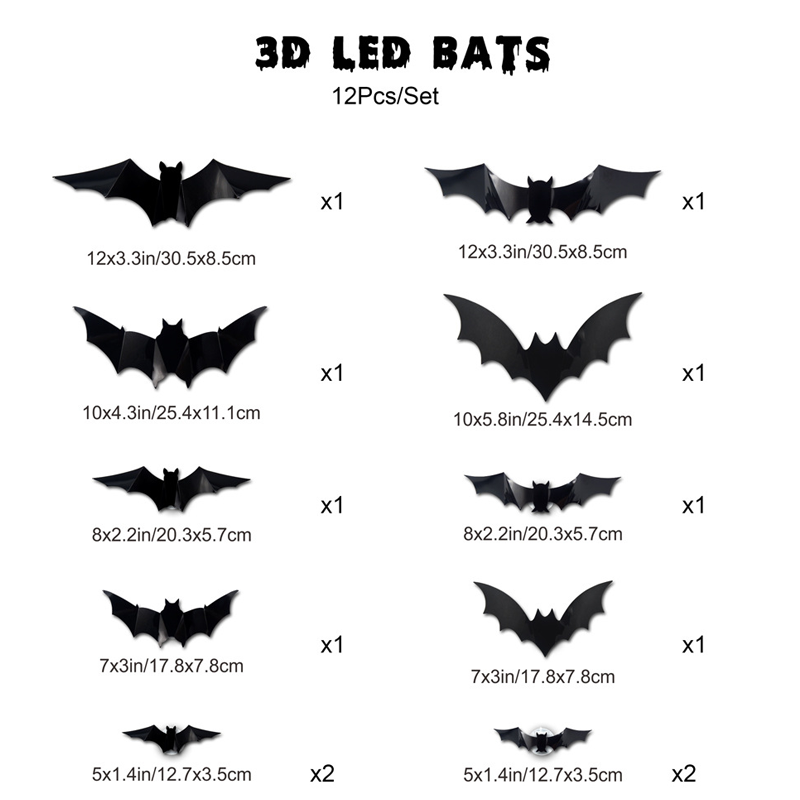 🦇Halloween 3D-beleuchtete Fledermäuse