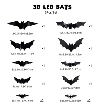 🦇Halloween 3D-beleuchtete Fledermäuse