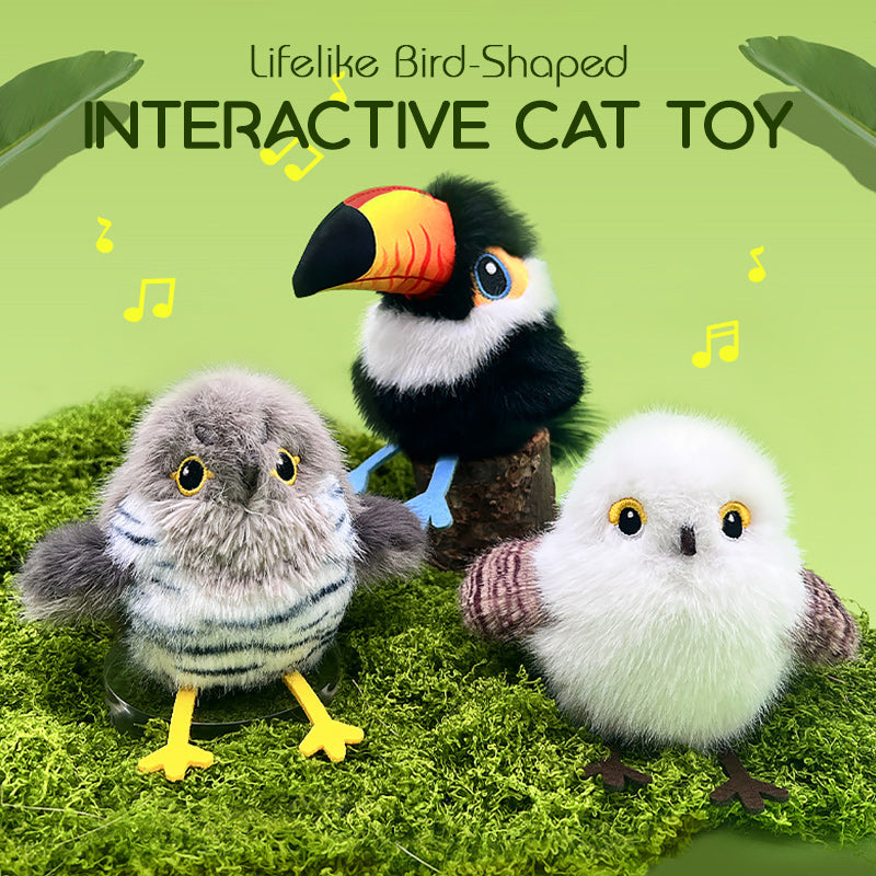 Lebensechtes interaktives Katzenspielzeug in Vogelform