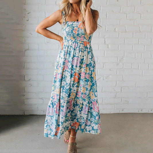 🎉 Neujahrsgeschenk – 50% RABATT!🌸 Damen-Trägerkleid mit Blumendruck: Fließend & schmeichelnd – perfekt für Frühlings-Sommer-Anlässe