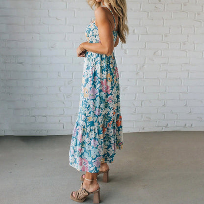🎉 Neujahrsgeschenk – 50% RABATT!🌸 Damen-Trägerkleid mit Blumendruck: Fließend & schmeichelnd – perfekt für Frühlings-Sommer-Anlässe