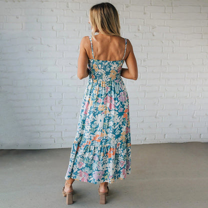 🎉 Neujahrsgeschenk – 50% RABATT!🌸 Damen-Trägerkleid mit Blumendruck: Fließend & schmeichelnd – perfekt für Frühlings-Sommer-Anlässe