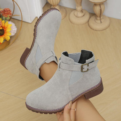 Solide elastische Stiefeletten mit niedrigem Absatz für Damen