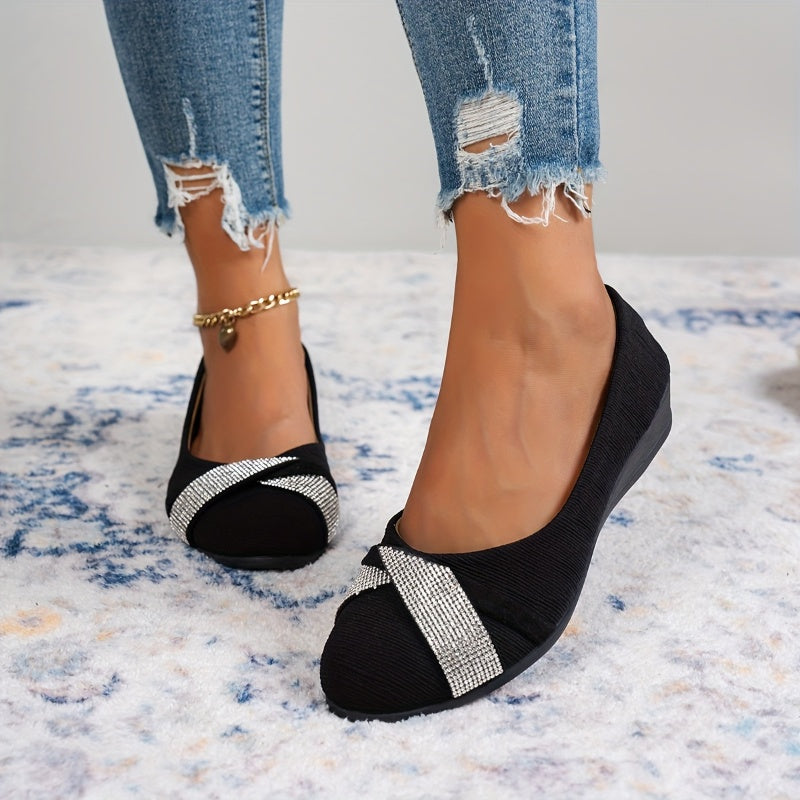 🔥49% RABATT – 💃Leichte, modische Damenschuhe mit Strass und Keilabsatz