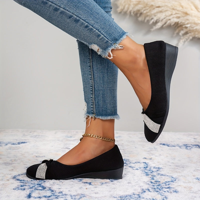 🔥49% RABATT – 💃Leichte, modische Damenschuhe mit Strass und Keilabsatz