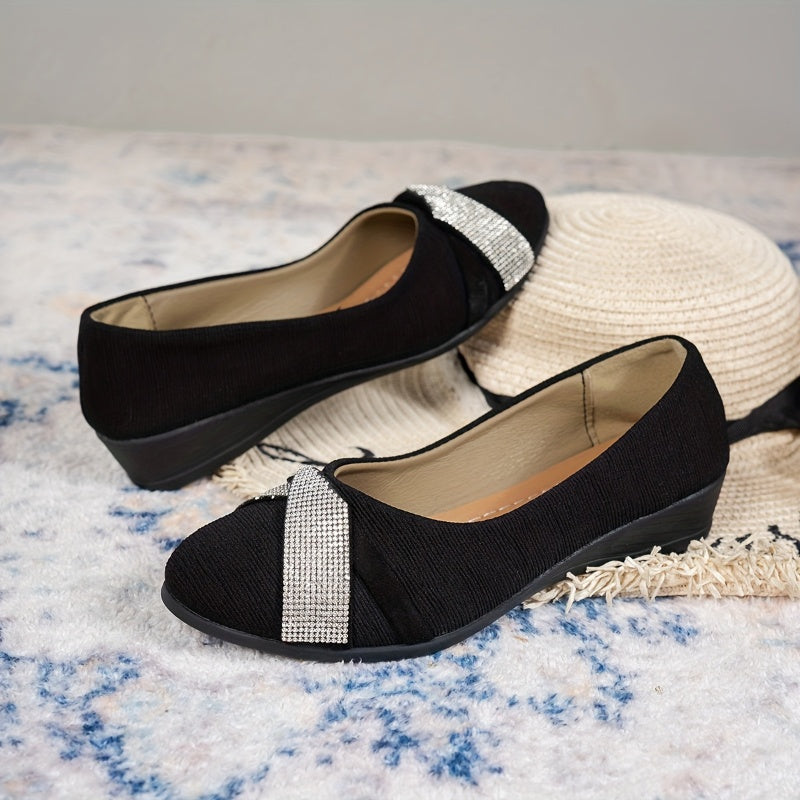 🔥49% RABATT – 💃Leichte, modische Damenschuhe mit Strass und Keilabsatz