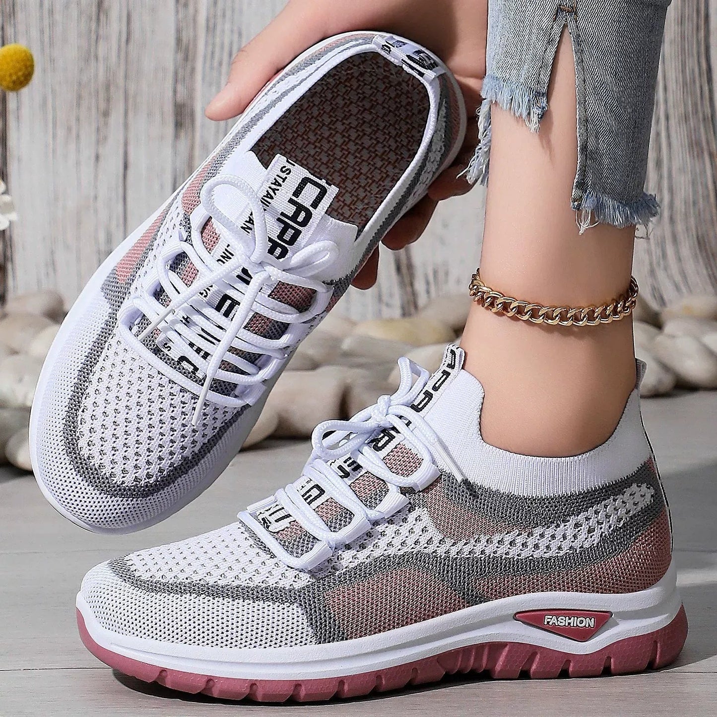 🌞Frühlingserwachen: 50% Rabatt!👟 Damen Laufschuhe mit Schnürung – Atmungsaktives Mesh – Gepolsterte Sohle – Rutschfest & Leicht – Für Sport & Freizeit