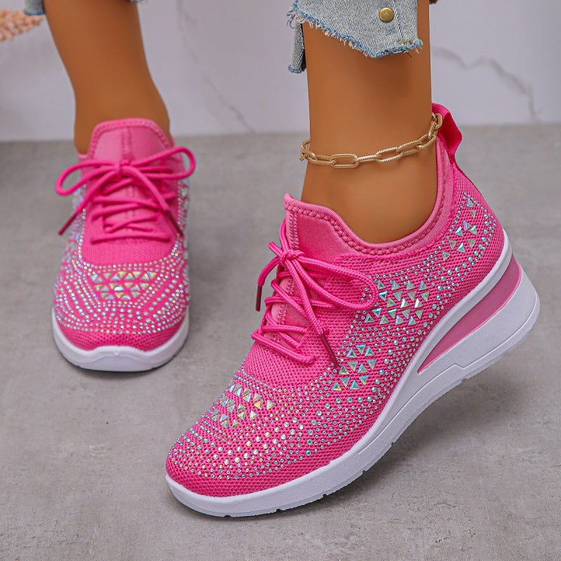🌸👟Atmungsaktive Sneaker aus Mesh mit Strassverzierung