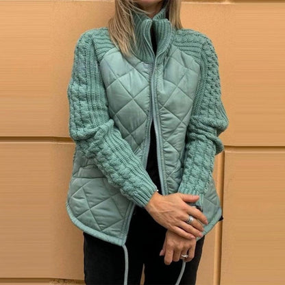 ⏳Begrenzte Zeit 56% Rabatt💥Gestrickte Patchwork-Pufferjacke für Damen