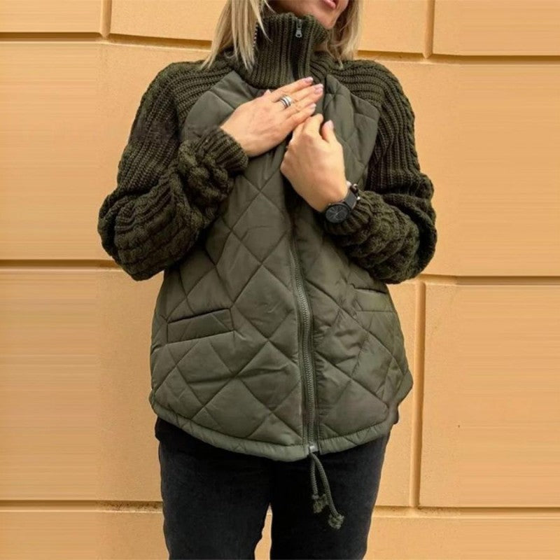 ⏳Begrenzte Zeit 56% Rabatt💥Gestrickte Patchwork-Pufferjacke für Damen