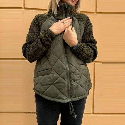 ⏳Begrenzte Zeit 56% Rabatt💥Gestrickte Patchwork-Pufferjacke für Damen