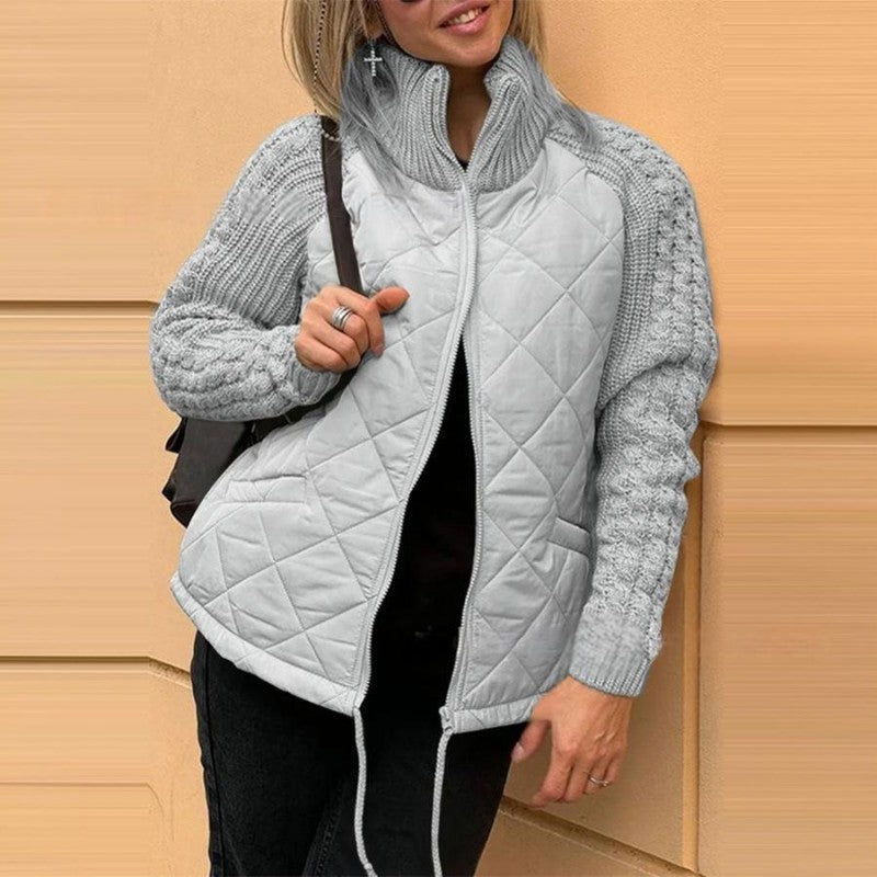 ⏳Begrenzte Zeit 56% Rabatt💥Gestrickte Patchwork-Pufferjacke für Damen