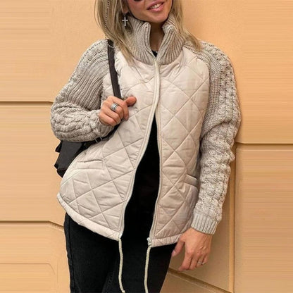 ⏳Begrenzte Zeit 56% Rabatt💥Gestrickte Patchwork-Pufferjacke für Damen