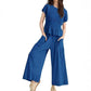🌞Frühlingserwachen: 50% Rabatt!✨Damen Gesmoktes Zweiteiler Set – Weite Bein Hose & Strukturierte Bluse, Vielseitig für Büro & Alltag