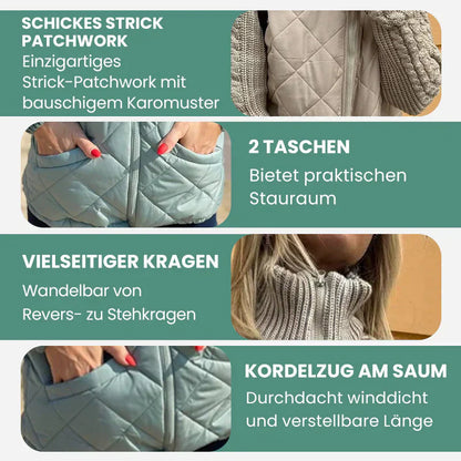 ⏳Begrenzte Zeit 56% Rabatt💥Gestrickte Patchwork-Pufferjacke für Damen