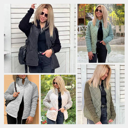 ⏳Begrenzte Zeit 56% Rabatt💥Gestrickte Patchwork-Pufferjacke für Damen