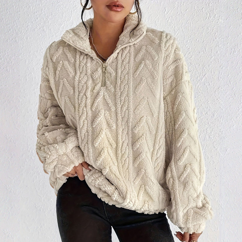 Damen-Strickpullover mit Viertelreißverschluss