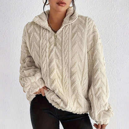 Damen-Strickpullover mit Viertelreißverschluss
