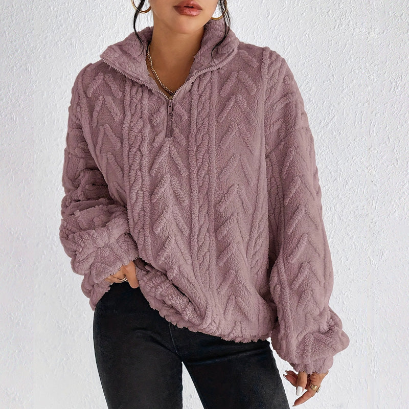 Damen-Strickpullover mit Viertelreißverschluss