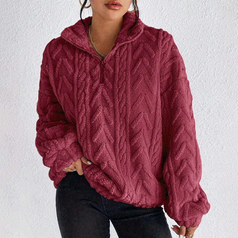 Damen-Strickpullover mit Viertelreißverschluss