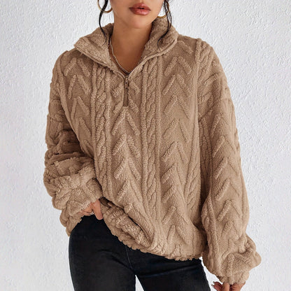 Damen-Strickpullover mit Viertelreißverschluss