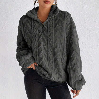 Damen-Strickpullover mit Viertelreißverschluss