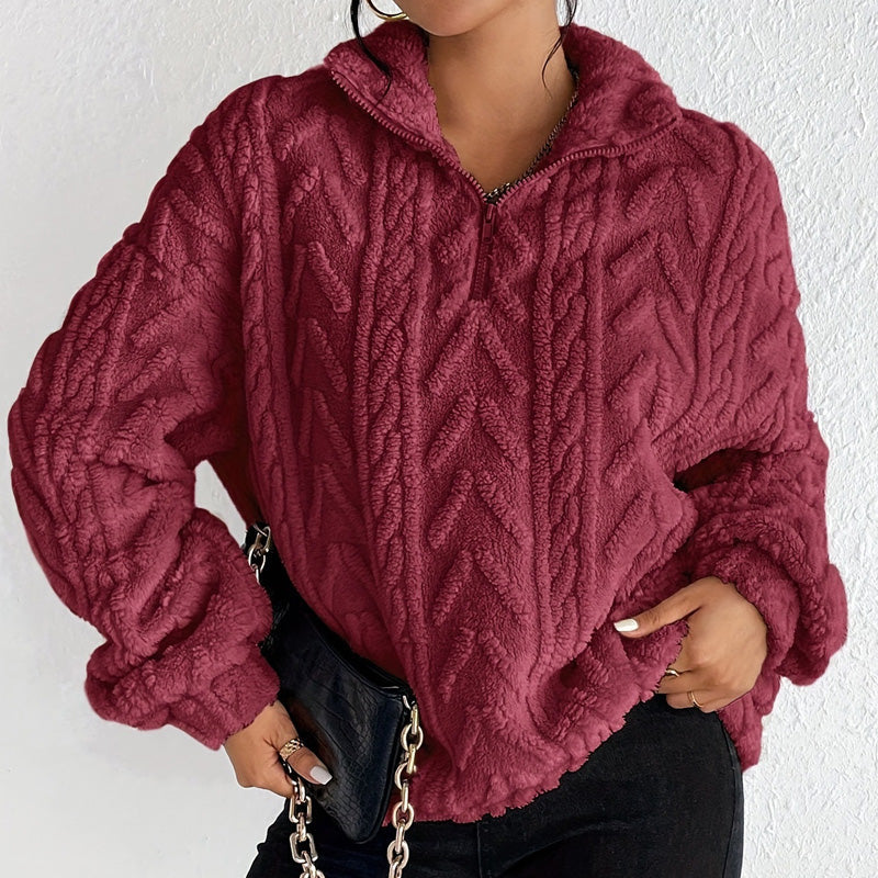 Damen-Strickpullover mit Viertelreißverschluss