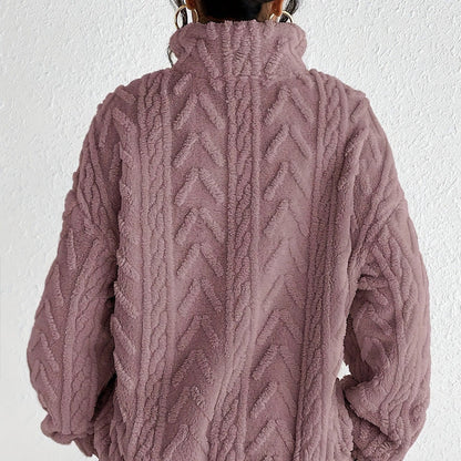 Damen-Strickpullover mit Viertelreißverschluss