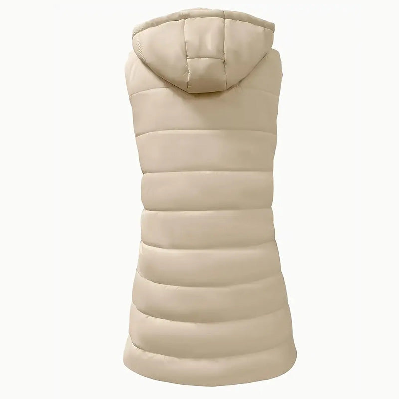 ❄️ Lange Pufferweste für Damen 👗 | Einfarbig | Ärmellos | Mit Kapuze | Winterkleidung 💕