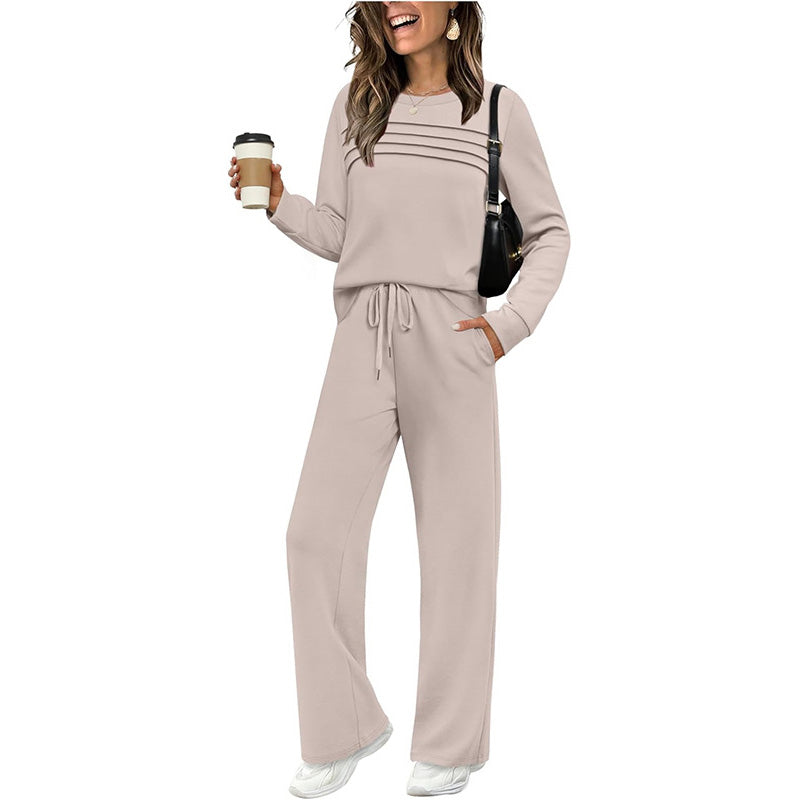 🍂✨Set für Damen mit Rundhals-Top und Kordelzughose⏰Zeitlich begrenzter Verkauf – 50 % RABATT🔥