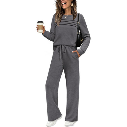 🍂✨Set für Damen mit Rundhals-Top und Kordelzughose⏰Zeitlich begrenzter Verkauf – 50 % RABATT🔥