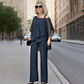 🌞Frühlingserwachen: 50% Rabatt!✨Damen Asymmetrisches Chiffon-Zweiteiler – Fledermausärmel & Weite Hose, Elegant & Atmungsaktiv für jeden Anlass