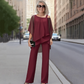 🌞Frühlingserwachen: 50% Rabatt!✨Damen Asymmetrisches Chiffon-Zweiteiler – Fledermausärmel & Weite Hose, Elegant & Atmungsaktiv für jeden Anlass