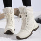 Warme, knöchelhohe Schneestiefel zum Schnüren für Damen