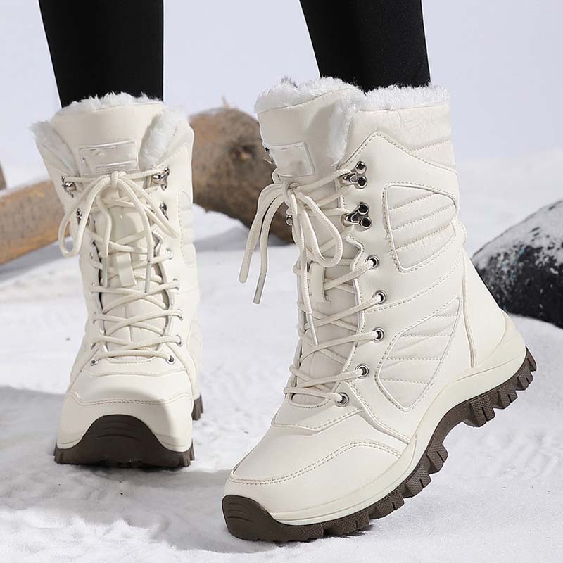 Warme, knöchelhohe Schneestiefel zum Schnüren für Damen