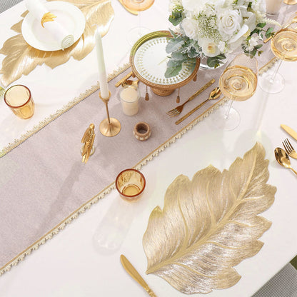 🎉 Neujahrsgeschenk – 50% RABATT!🌟 Goldfarbene 3D-Blatt-Gedeckunterlage – Luxuriöse Tischdekoration + Hitzebeständig + Wasserdicht: Perfekt für Feiern & den täglichen Gebrauch!