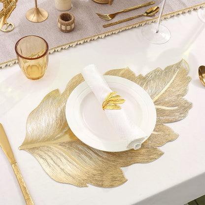 🎉 Neujahrsgeschenk – 50% RABATT!🌟 Goldfarbene 3D-Blatt-Gedeckunterlage – Luxuriöse Tischdekoration + Hitzebeständig + Wasserdicht: Perfekt für Feiern & den täglichen Gebrauch!