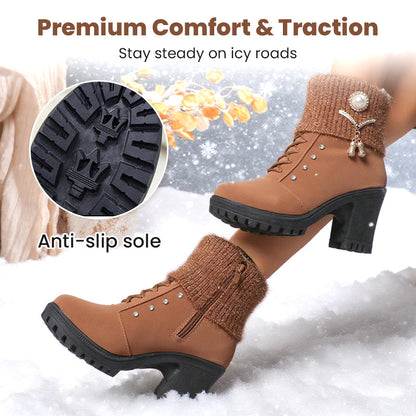 📢50% RABATT!!!⏰Warm gefütterte Damenstiefeletten mit Blockabsatz