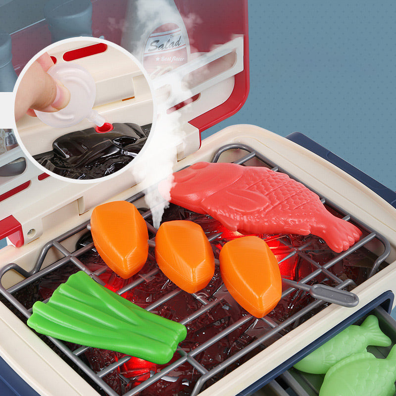 🍖 60% OFF NOW! ✨ Kids BBQ Grill Playset - Realistic Smoke & Sound Effects with 8 Toy Food Items for Imaginative Play 🎵👧🧑