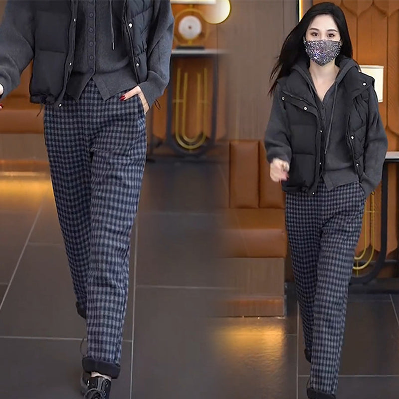 Gerade geschnittene Karohose für Damen
