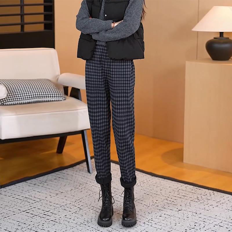 Gerade geschnittene Karohose für Damen