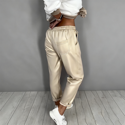 🔥Zeitlich begrenztes Angebot – 2-teiliges Set aus lässigem Damen-Oberteil mit V-Ausschnitt und Hose mit hoher Taille