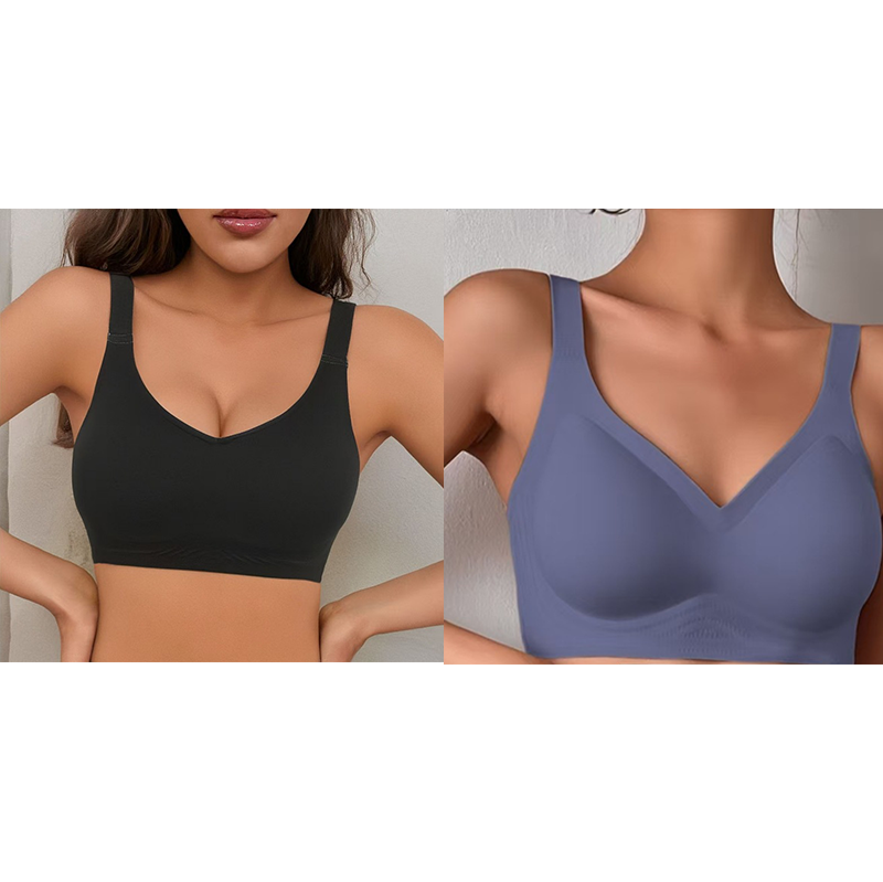 ✨ Nahtloser Damen-BH mit V-Ausschnitt – Bequem, atmungsaktiv & ideal für Sport & Freizeit!