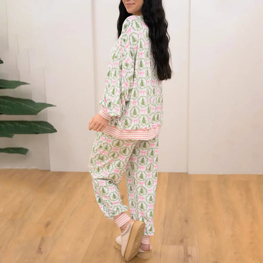 🌲🎀Gemütliches Weihnachts-Set aus Langarmshirt und Hose
