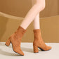 Damen-Ankle-Boots mit Blockabsatz und spitzer Zehenpartie
