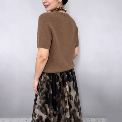 ⌛ Nur noch 3 Tage – 51 % auf alles! ⏰Zweiteiliges Set für Damen bestehend aus Pullover und fließendem Rock mit Leopardenmuster